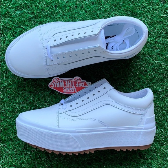 VANS OLD SKOOL STACKED LEATHER TRUE WHITE WMNS PLA - Picture 14 of 16